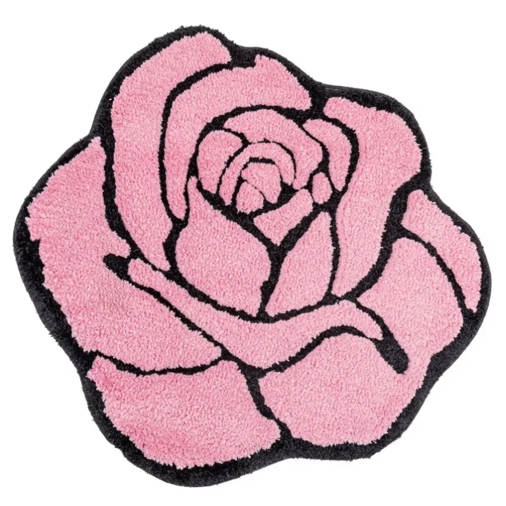 Pink Rose Shaped Bath Mat Bedroom Rug Doormat Flower Shape Floral Romantic Decor